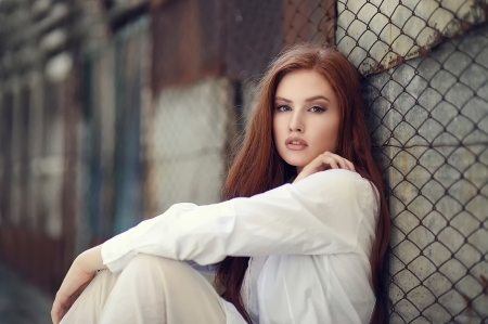 Beauty - white, beauty, woman, alessandro di cicco, redhead, girl, model