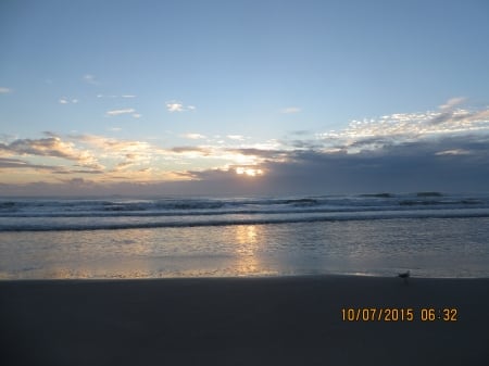 Sunrise through the cloulds - beach, florida, ocean, sunrise