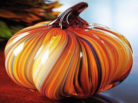 Pumpkin in glass - glass, orange, black, pumpkin