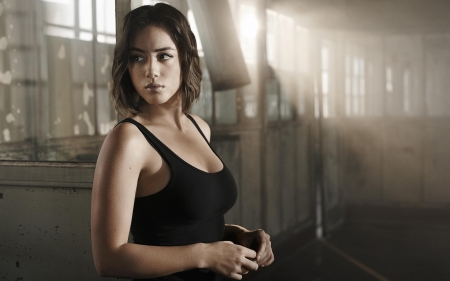 Chloe Bennet - brunette, tank top, actress, Chloe Bennet