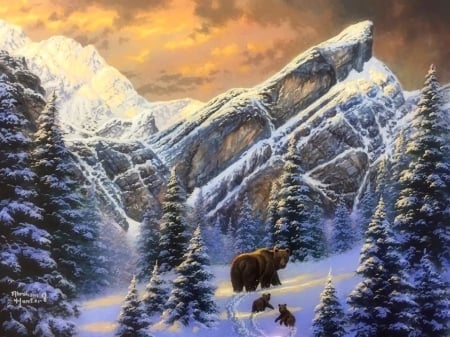 ..Winter Wonderland.. - mountains, love four seasons, winter, animals, attractions in dreams, bears, draw and paint, paintings, snow