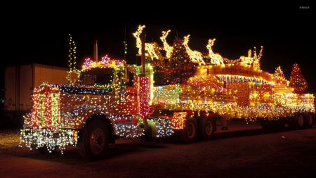 truck xmas lights - truck, xmas, background, lights