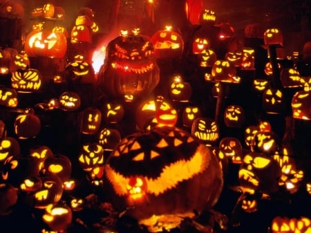 all fired up - halloween, pumpkins, lighted, spooky