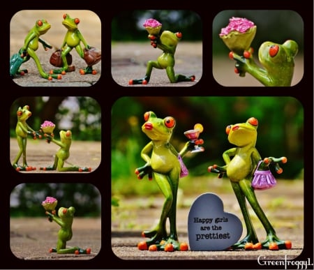 FROGS IN LOVE - collage, love, cute, frogs