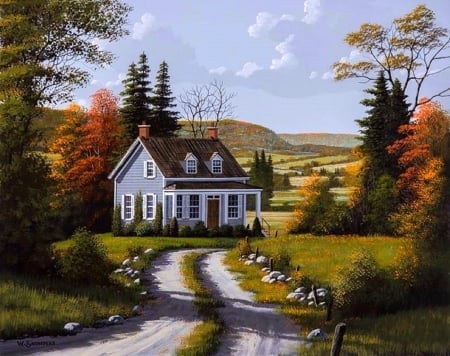 Grey Cottage of Autumn