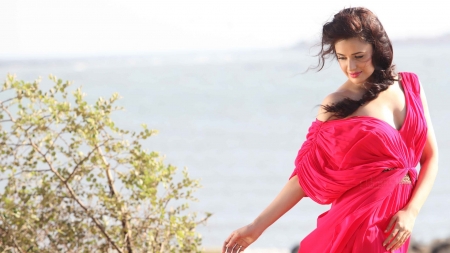 Lady in red - woman, red, beautiful, dress