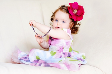 Baby girl - girl, cute, little, copil, baby, flower, pink, child