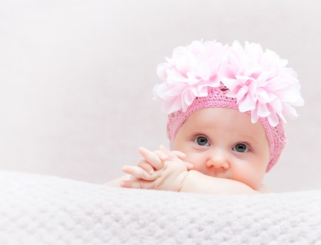 Baby girl - girl, baby, hat, pink, child, copil, cute, little