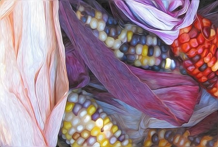 Pearls of corn - pictura, pearls of corn, red, painting, sunnyvaledave, texture, art, pink