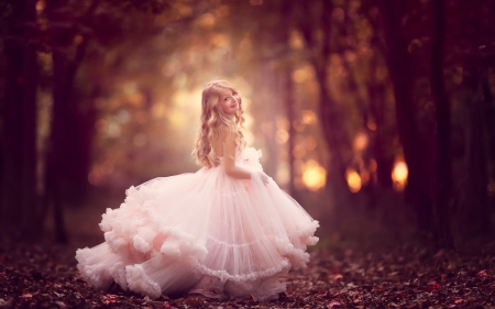 Little princess - princess, autumn, girl, pink, child, copil, dress, little