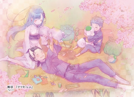 Subaru's Family - manga, rezero, Anime, dream, happy, emilia, family