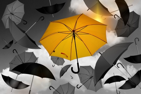 Yellow Umbrella - yellow, contrast, umbrella, black