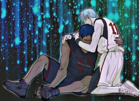 Dont Cry - Sadness, Cute, Basketball, Blue, Japanese, Kuroko No Basket, Hug, Kuroko Tetsuya, Friends, Aomine Daiki