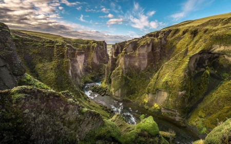 Mountain Range - nature, sky, range, landscape, cloud, mountain, river