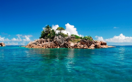 Island Paradise - ocean, paradise, clouds, island, water, sea, land