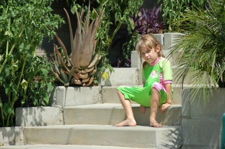 little girl - pretty, summer, people, blonde, Photography, child, face, nice, kid, beautiful, set, girl, beauty, lovely, sweet, baby, hair, tree, white, green, cute, little, feet