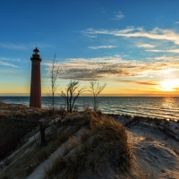 Beautiful Beach Lighthouse at Sunrise