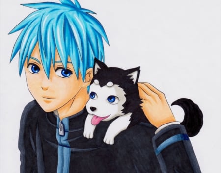 Kuroko - Cute, Blue Eyes, Basketball, Blue, Kuroko, Japanese, Kuroko No Basket, Bestfriend, Dog, Seirin