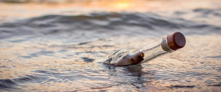 Message In A Bottle - ocean, message in a bottle, glass, message, water, paper, bottle, sea