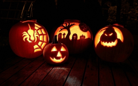 halloween pumpkins - halloween, pumpkins, fall, lighted