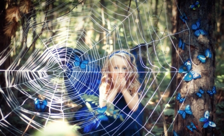 â™¥ - abstract, girl, web, blue