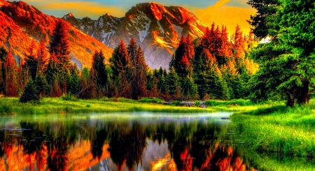 REFLECTION - COLORS, LAKE, AUTUMN, MOUNTAIN