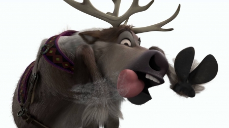 Frozen (2013) - ice, tongue, movie, child, funny, white, reindeer, disney, animal, frozen