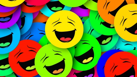 Smilies - yellow, smilies, pink, orange, emoticon, colorful, smile, rainbow, funny, red, green