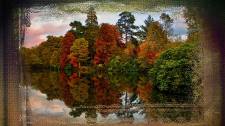 Fall Collage #18 - fall, trees, autumn, grove, collage, lake, reflection, woods