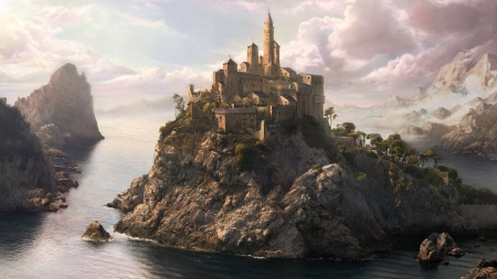 Castle - art, game, castle, water, fantasy