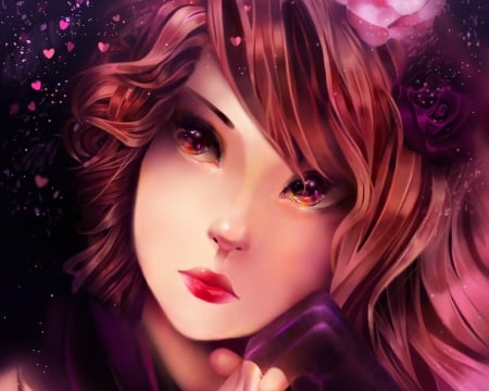 Rose - face, purple, rose, vocaloid, dizzyzebra, anime, girl, manga