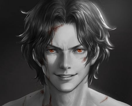 Portagas D. Ace - face, black, one piece, anime, portagas d ace, eyes, manga, art, white, man