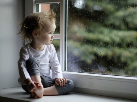 little girl - people, hair, room, belle, sightly, white, face, childhood, window, cool, fair, little, bonny, adorable, set, wallpaper, child, beautiful, pink, sweet, feet, nice, beauty, photography, home, pretty, baby, green, house, tree, cute, kid, girl, dainty, rain, lovely, pure, comely, desktopnexus, blonde