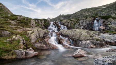 Waterfall - rocks, water, landscape, river, waterfall, nature