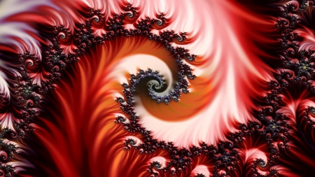 Fractal - fractal, abstract, spiral, red