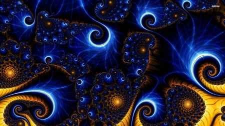 Blue fractal - fractal, art, abstract, blue, spiral