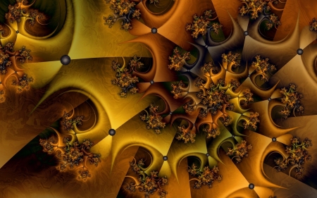 Golden fractal - abstract, golden, art, fractal