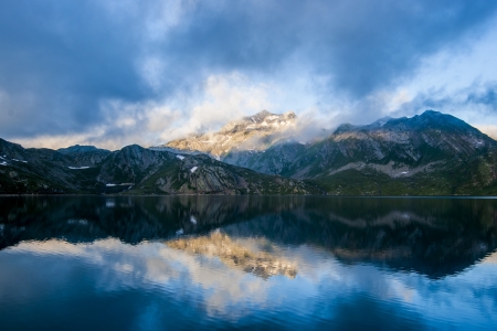 Reflecting Lake - sky, lake, mountains, reflection, landscape, clouds, nature