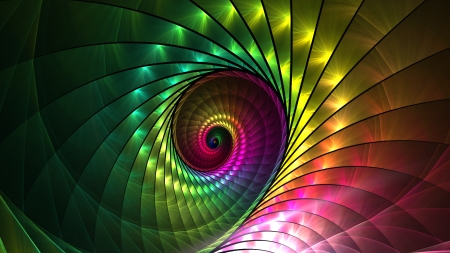 Rainbow fractal - abstract, spiral, rainbow, fractal