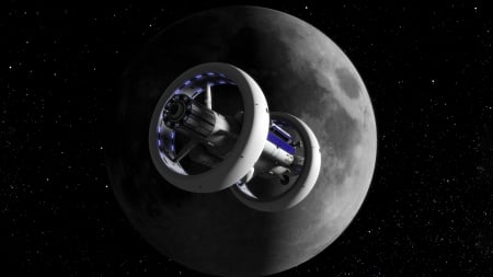 Moon Space Station - stations, space, moon, render, futuristic, 3D