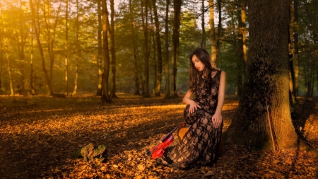 â€¢áƒ¦âœ¿áƒ¦â€¢ - violinist, female, model, autumn