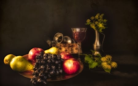 Still life - still, wine, fruits, life