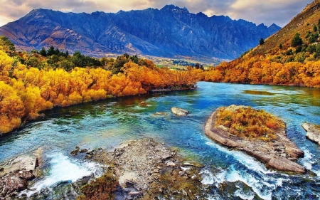 Mountain River - Mountain, River, Autumn, Nature