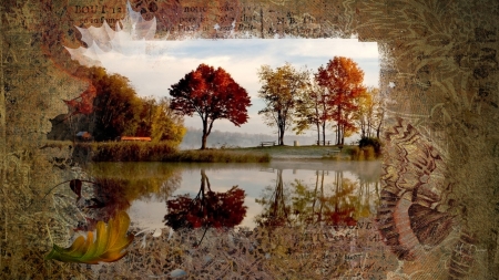 Fall Collage #23 - autumn, lake, fall, butterfly, trees, collage, river