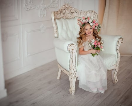 little girl - fun, princess, people, hair, room, studio, belle, sightly, white, face, cool, childhood, fair, little, bonny, adorable, set, wallpaper, child, pink, beautiful, sweet, dress, beauty, nice, photography, rose, home, baby, pretty, house, cute, kid, love, dainty, girl, seat, lovely, pure, comely, desktopnexus, smile, flower, blonde