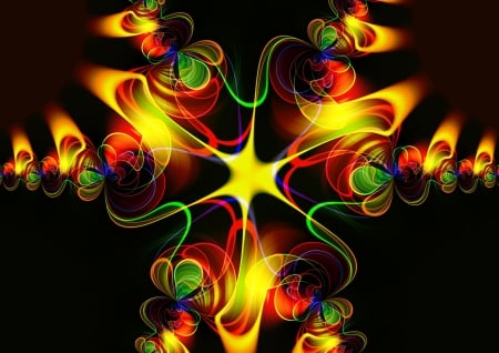 Fractal - art, digital, abstract, yellow