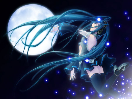 Celestial Symphony - moon, hatsune miku, vocaloid, twintails, anime