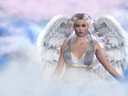 Angel on High - heaven, fantasy, angel, sky