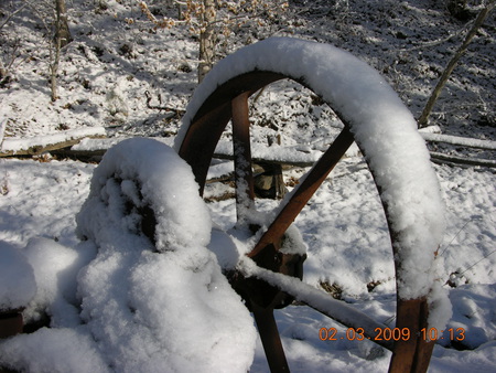 Old Iron & Snow - wlnter, farm equipment, antique, snow