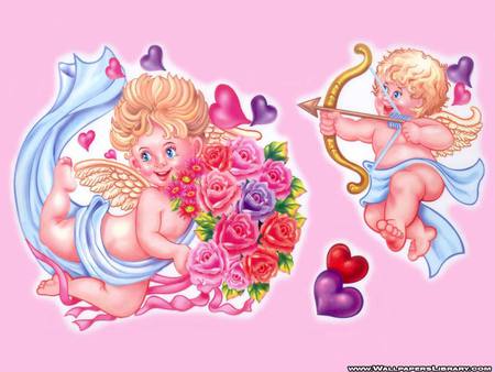 SHOT FULL OF LOVE WALLPAPER - flowers, cupid, valentines, angels, love, hearts